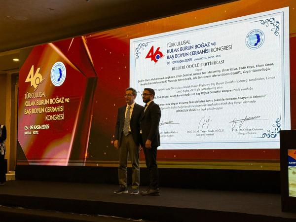 Adana Çukurova Üniversitesi Kulak Burun Boğaz ve Baş Boyun Cerrahisi ABD En İyi Bildiri Ödülünü Kazandı.